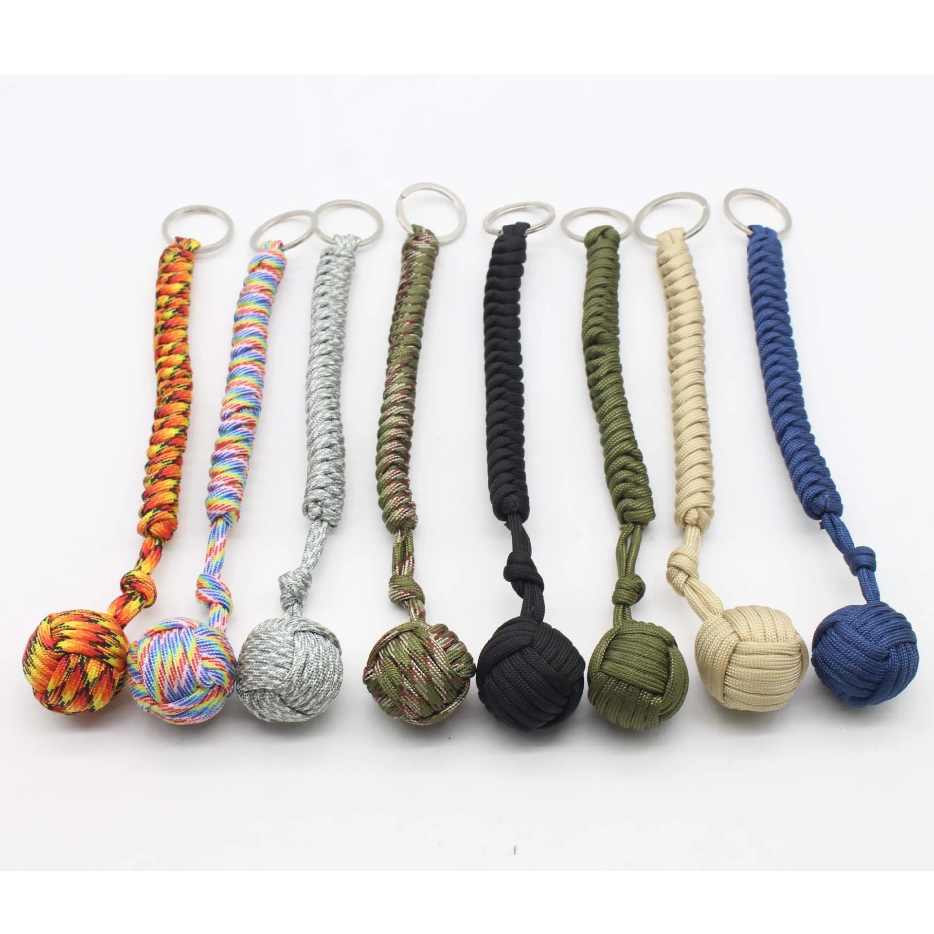 Outdoor Self Defense Key Chain Emergency Survival Protecting Monkey Fist Steel Ball Bearing Parachute Lanyard Camping Paracord